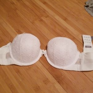 Aerie Lace Floral White Strapless Bra 34B